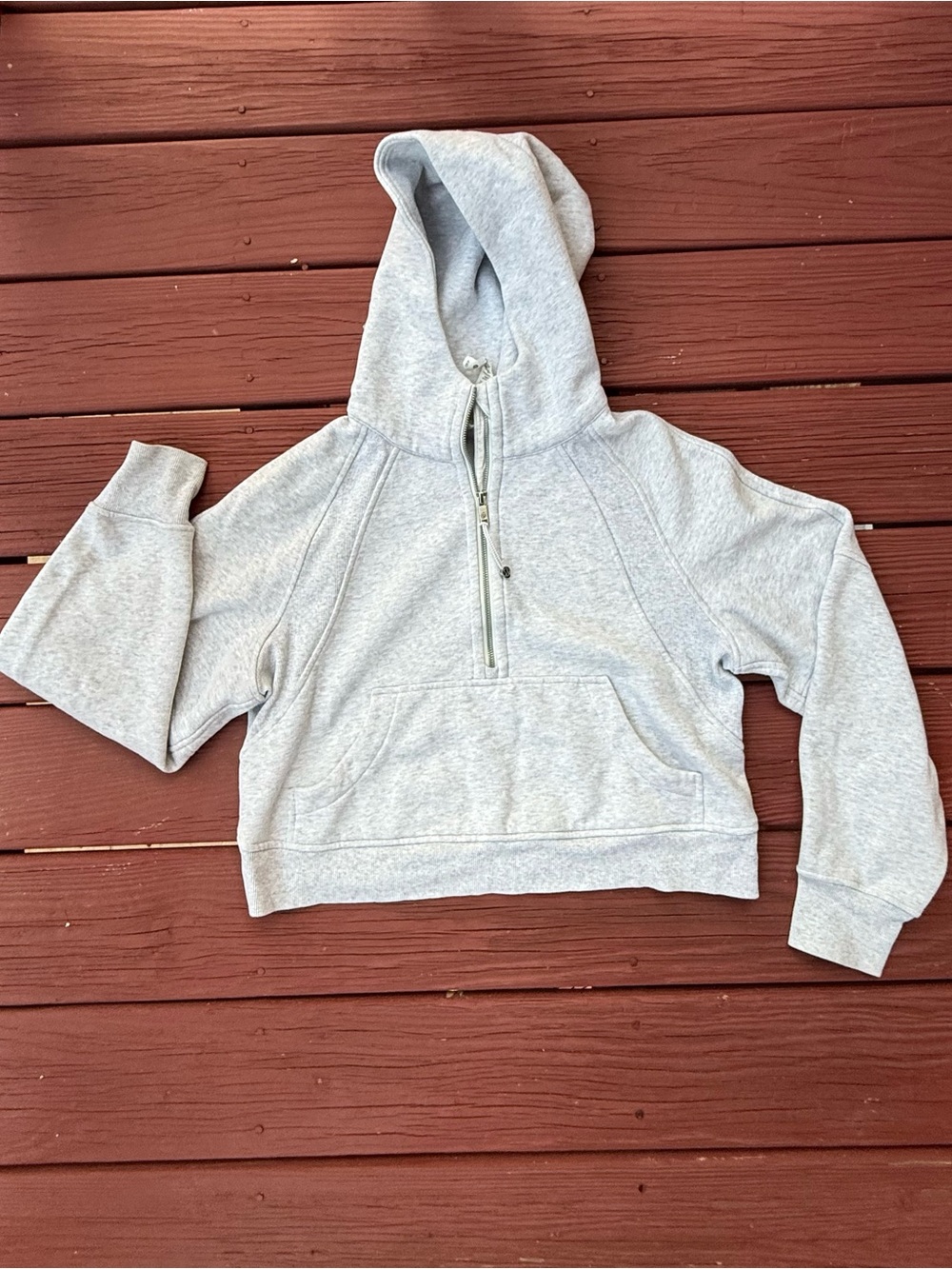 Light Gray Cropped Scuba 1/2 zip hoodie